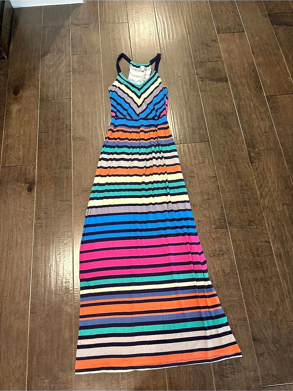 Caslon Striped Maxi Dress in Blue & Pink Size Small Like New